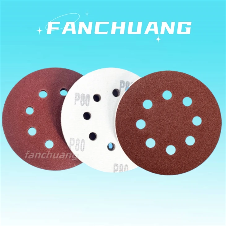 Red Flocking Sandpaper For Polishing And Sanding,5Inch 8Holes