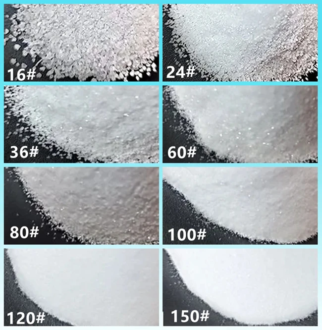 grits of white aluminum oxide